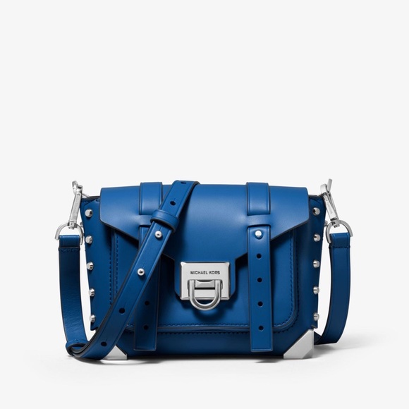 Women's Blue Manhattan Leather Crossbody Bag - Picture 1 of 5
